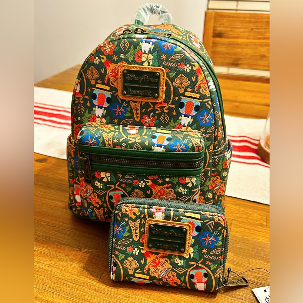 NWT Loungefly Disney Enchanted Tiki Room Mini Backpack and Wallet.